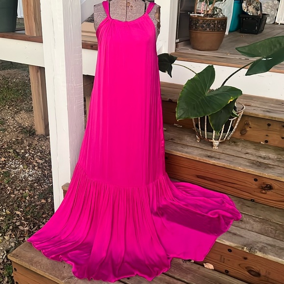 Banana Republic Silky Maxi Dress Size S - Dark Magenta - Picture 1 of 11